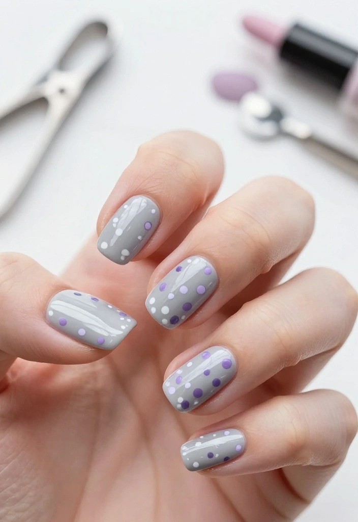 14 Cute Animal Print Nails with Polka Dots That Will Make You Smile! - 10. Subtle Grey Cow Print 1