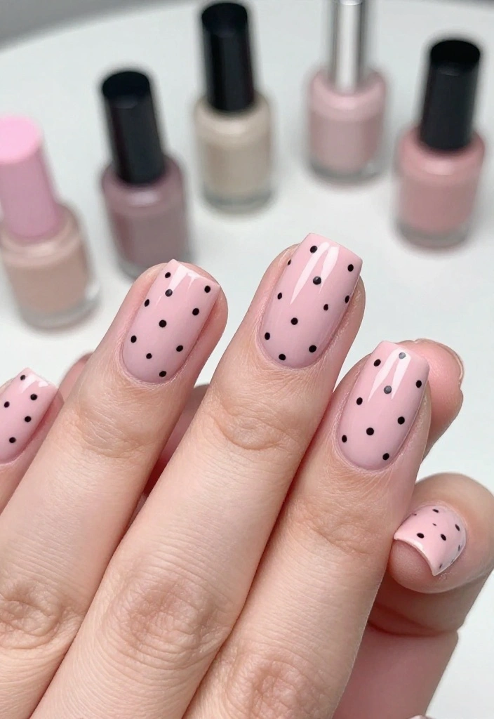 14 Cute Animal Print Nails with Polka Dots That Will Make You Smile! - 5. Sweet Blush Pink Dalmatian 1