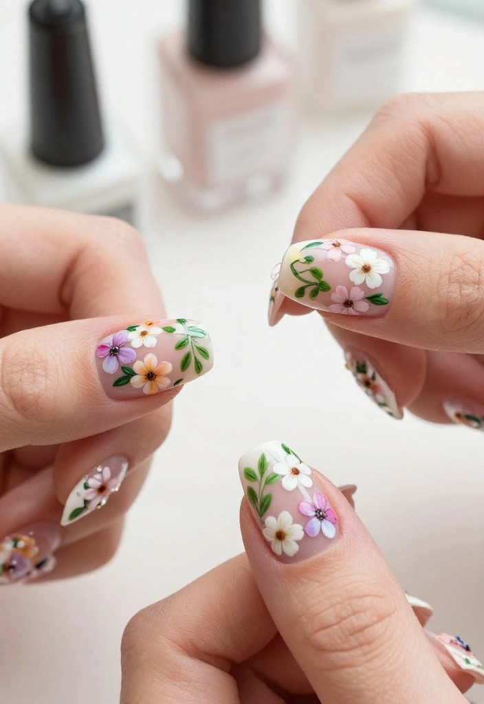 12 Jaw-Dropping Micro French Tips Styles That Will Make Your Nails Pop! - 5. Floral Micro French Tips 1