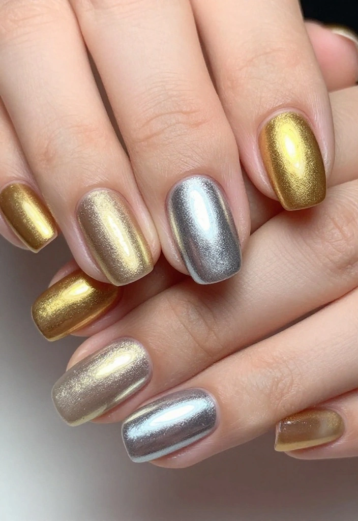 12 Jaw-Dropping Micro French Tips Styles That Will Make Your Nails Pop! - 6. Metallic Micro French Tips 1