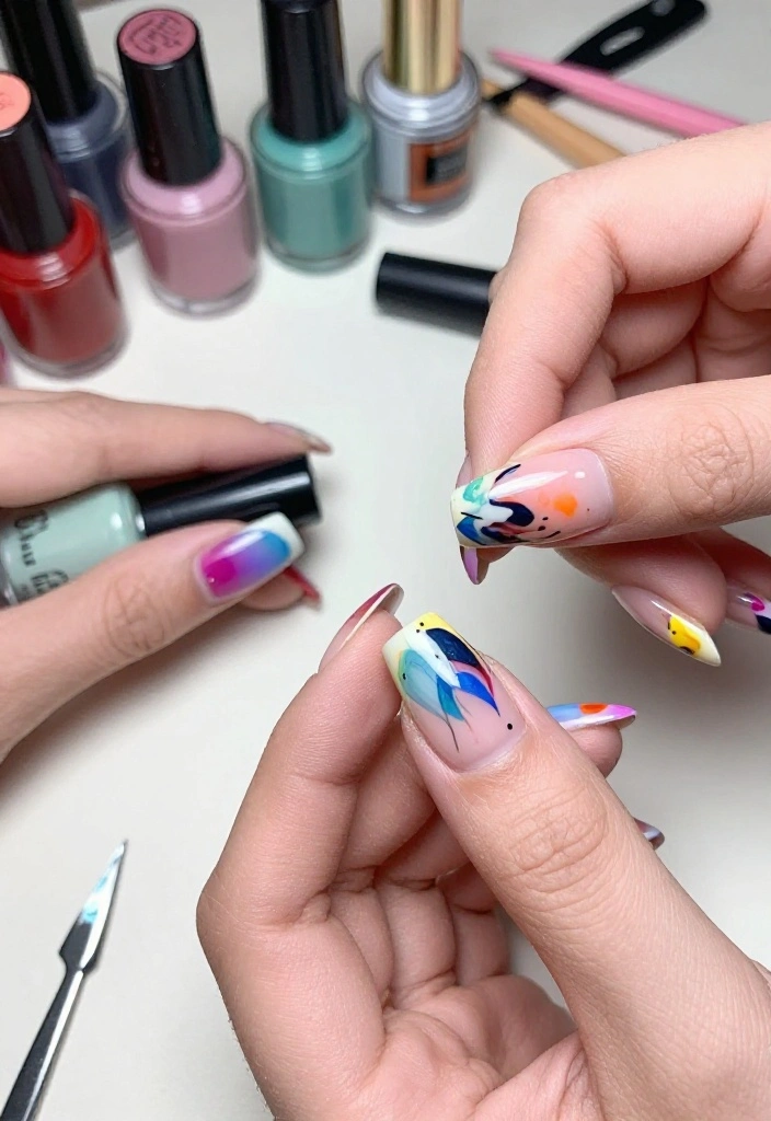 12 Jaw-Dropping Micro French Tips Styles That Will Make Your Nails Pop! - 9. Artistic Micro French Tips 1