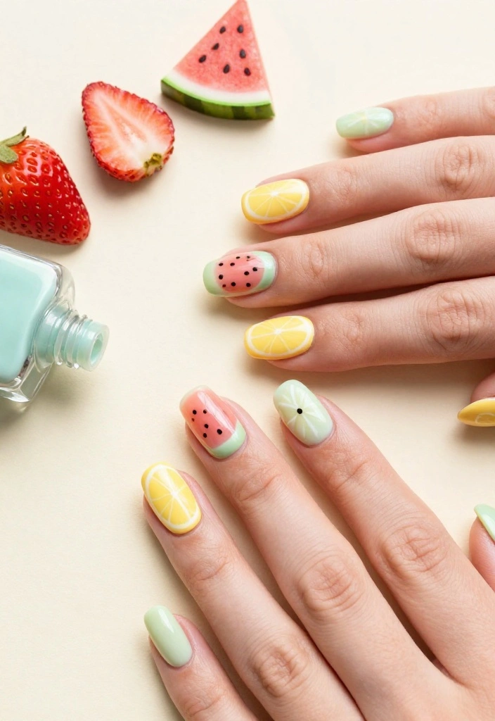15 Pastel Nail Designs That Will Make Your Summer Shine (You Won't Believe #8!) - 14. Fun Fruit Slices 1
