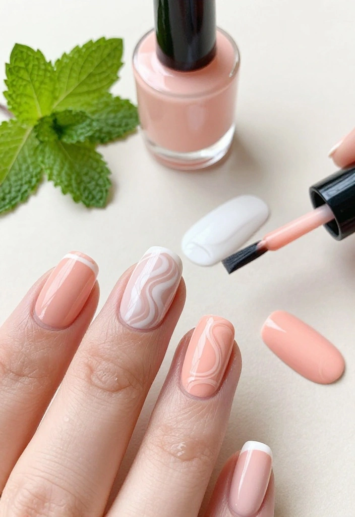 15 Pastel Nail Designs That Will Make Your Summer Shine (You Won't Believe #8!) - 4. Peachy Pastel Swirls 1
