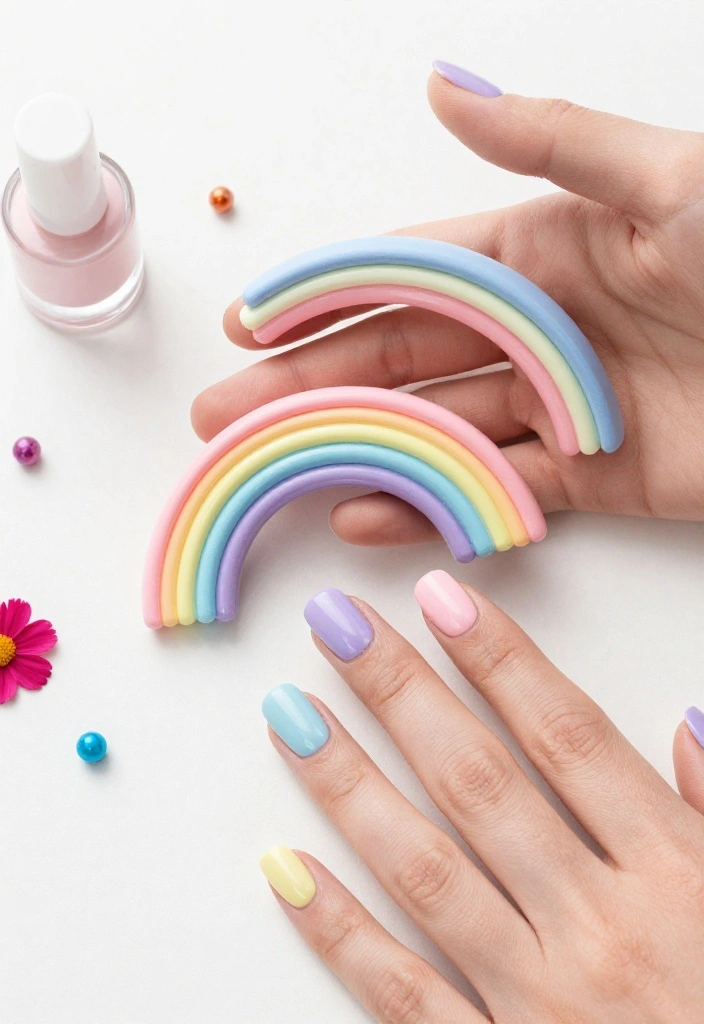 15 Pastel Nail Designs That Will Make Your Summer Shine (You Won't Believe #8!) - 5. Pastel Rainbow Arc 1