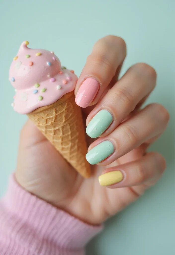 15 Pastel Nail Designs That Will Make Your Summer Shine (You Won't Believe #8!) - 9. Ice Cream Cone Inspiration 1