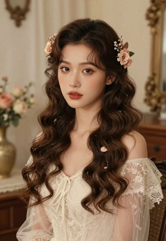 18 Boho Wedding Hairstyles That Will Make You Feel Like a Goddess (Don't Miss #6!) 18 Boho Wedding Hairstyles That Will Make You Feel Like a Goddess (Don't Miss #6!) - 9. Vintage Wave with Floral Clips 1