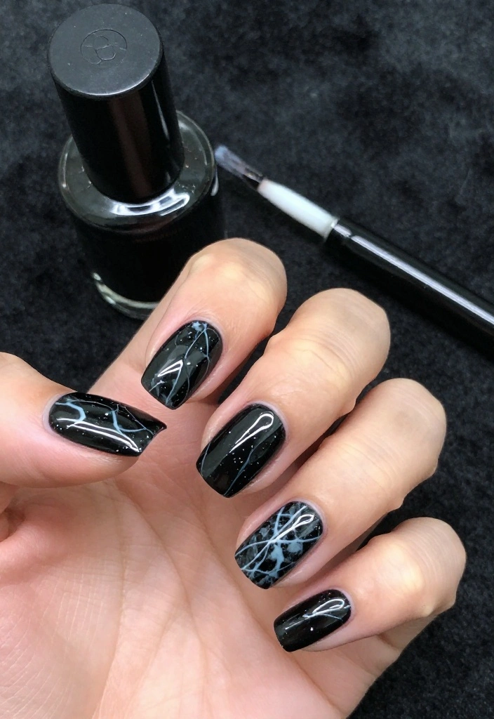 18 Elegant Black Marble Nail Styles That Are Perfect for Any Occasion! - 1. Classic Black Marble Elegance 1