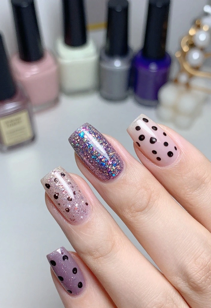 18 Stunning Nail Designs with Subtle Animal Prints & Polka Dots You Must Try! - 12. Glittering Animal Print 1