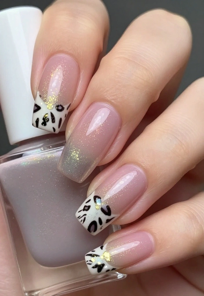 18 Stunning Nail Designs with Subtle Animal Prints & Polka Dots You Must Try! - 16. Shimmering Ombre Animal Patterns 1