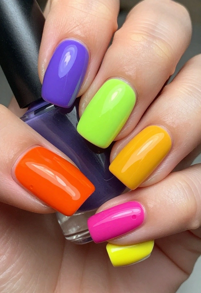 18 Stunning Nail Designs with Subtle Animal Prints & Polka Dots You Must Try! - 17. Bright and Bold Animal Prints 1