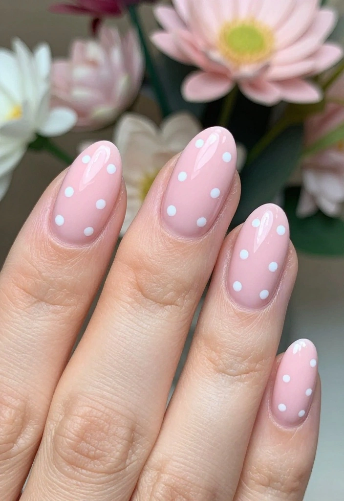 18 Stunning Nail Designs with Subtle Animal Prints & Polka Dots You Must Try! - 2. Soft Pink Polka Dots 1