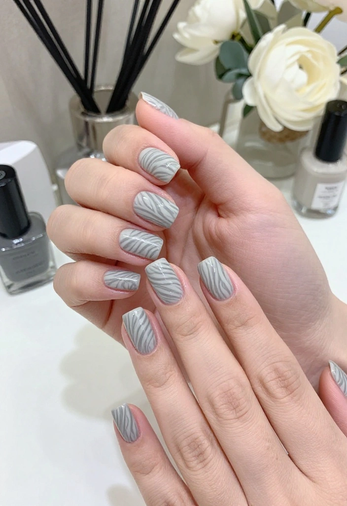 18 Stunning Nail Designs with Subtle Animal Prints & Polka Dots You Must Try! - 3. Subtle Zebra Stripes 1