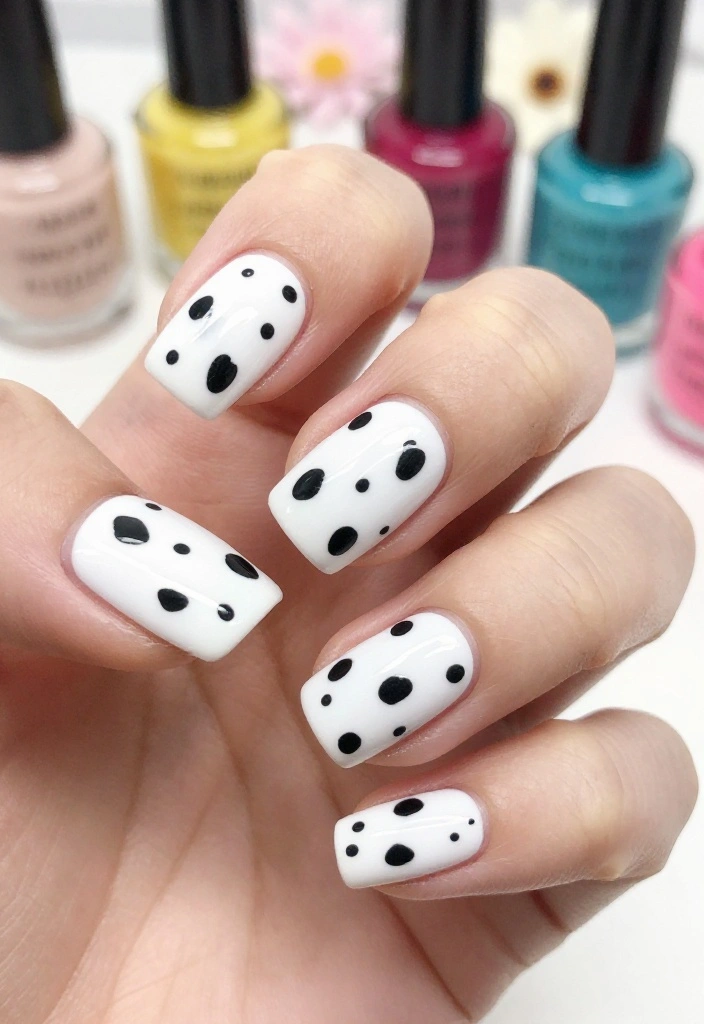 18 Stunning Nail Designs with Subtle Animal Prints & Polka Dots You Must Try! - 4. Classic Dalmatian Spots 1
