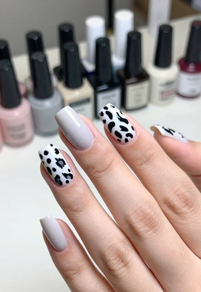 18 Stunning Nail Designs with Subtle Animal Prints & Polka Dots You Must Try! - 5. Monochrome Animal Patterns 1