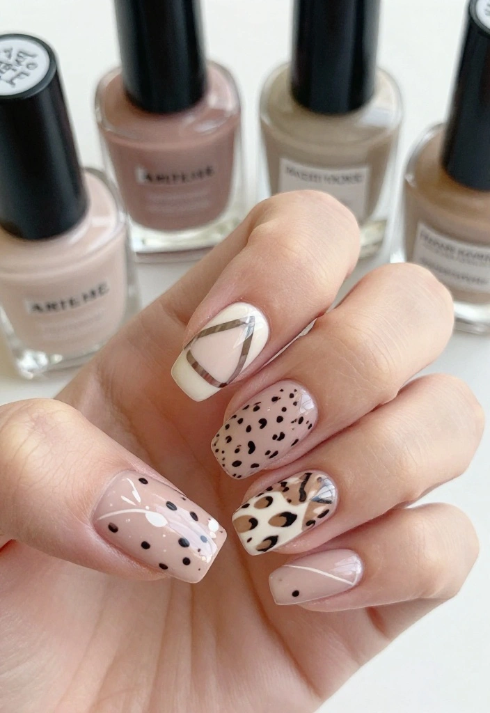 18 Stunning Nail Designs with Subtle Animal Prints & Polka Dots You Must Try! - 7. Geometric Animal Print 1