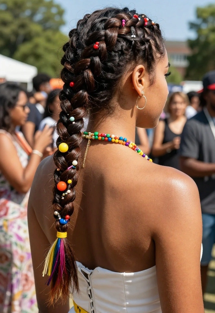 18 Trendy Braided Hairstyles for Graduation That Will Turn Heads (Check Out #5!) - 18. Statement Braids with Accessories 1