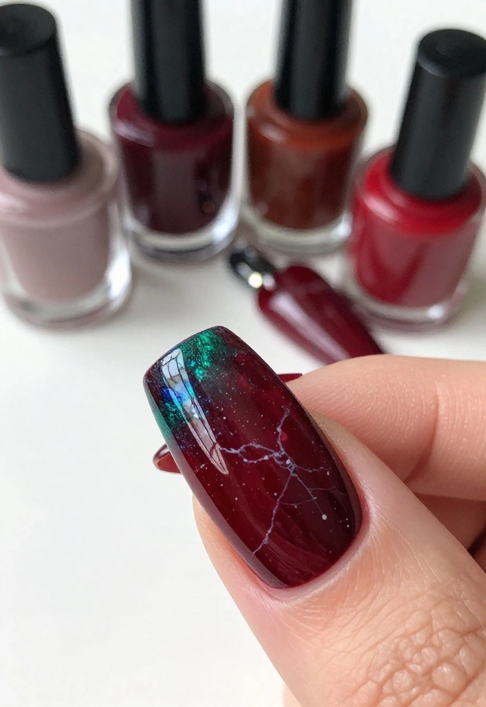 19 Red Marble Nail Trends You’ll Wish You Knew Sooner! 19 Red Marble Nail Trends You’ll Wish You Knew Sooner! - 18. Jewel-Toned Red Marble 1