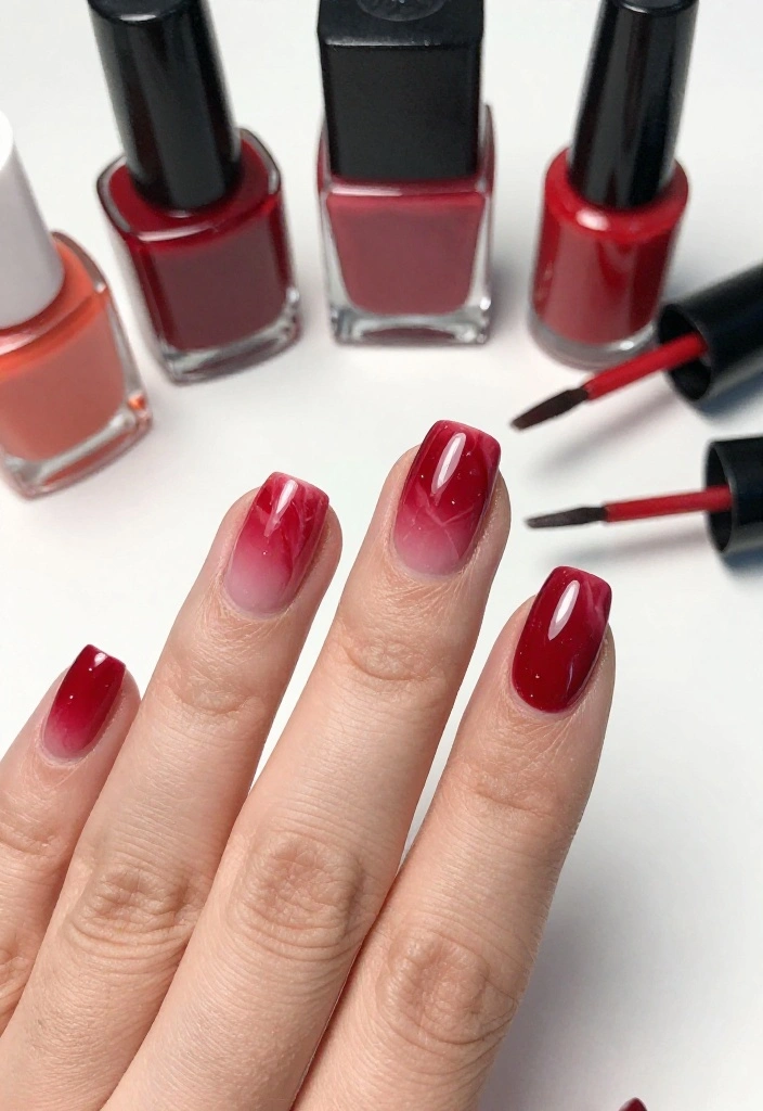 19 Red Marble Nail Trends You’ll Wish You Knew Sooner! 19 Red Marble Nail Trends You’ll Wish You Knew Sooner! - 2. Ombre Red Marble Blend 1
