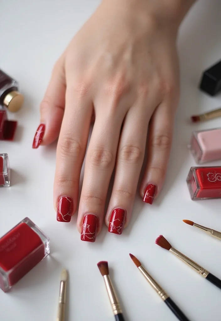 19 Red Marble Nail Trends You’ll Wish You Knew Sooner! 19 Red Marble Nail Trends You’ll Wish You Knew Sooner! - 3. Minimalist Red Marble Tips 1