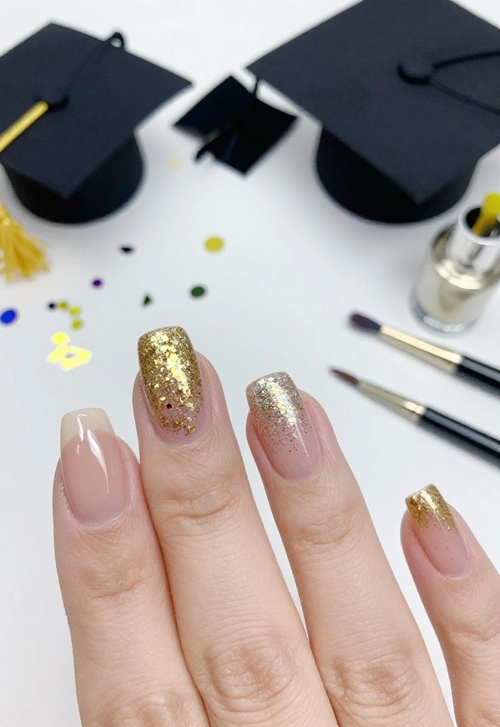 25 Stunning Graduation Nail Ideas That'll Make You the Star of the Ceremony! - 1. Sparkly Gold Tips 1