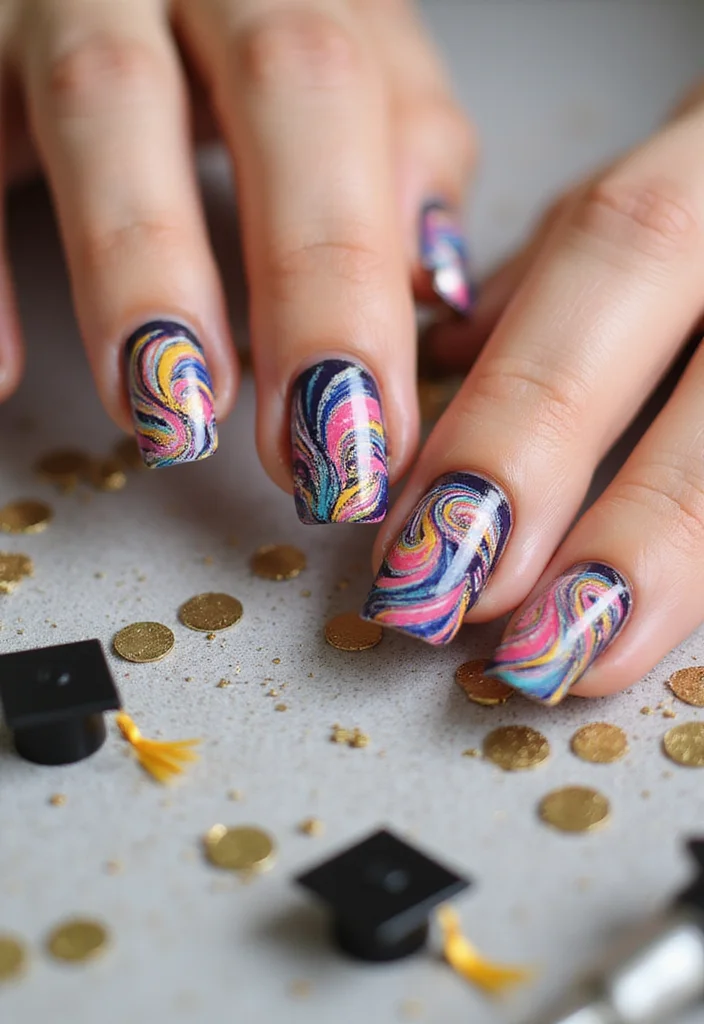 25 Stunning Graduation Nail Ideas That'll Make You the Star of the Ceremony! - 11. Artistic Swirls 1