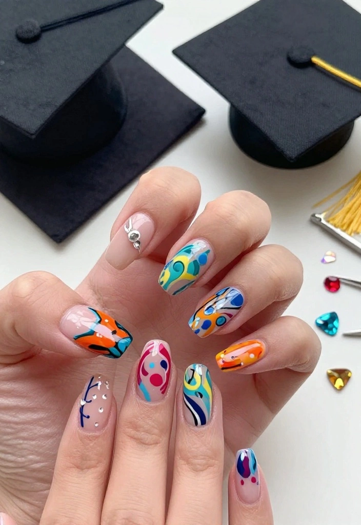 25 Stunning Graduation Nail Ideas That'll Make You the Star of the Ceremony! - 15. Canvas Art Designs 1
