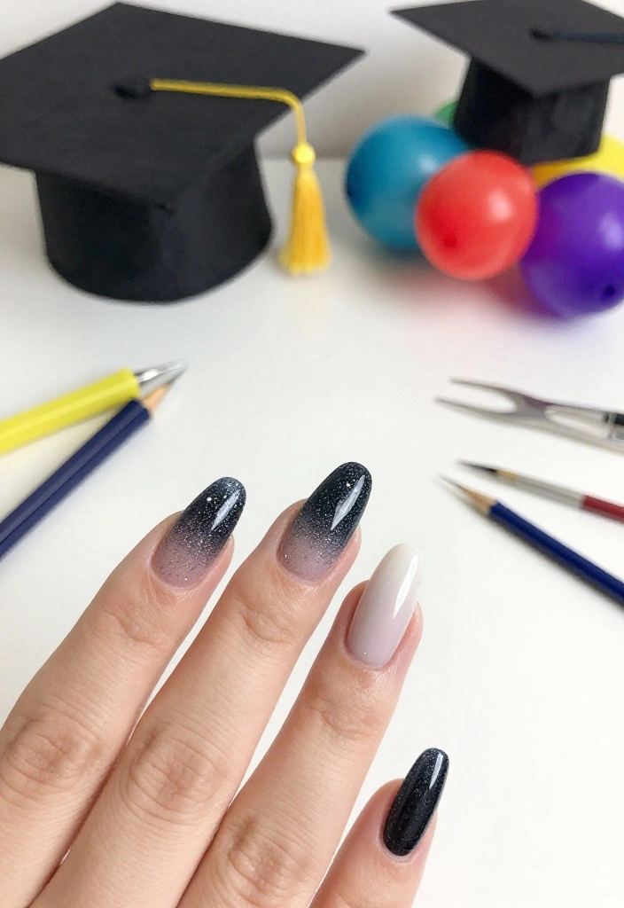 25 Stunning Graduation Nail Ideas That'll Make You the Star of the Ceremony! - 16. Ombre Glitter 1