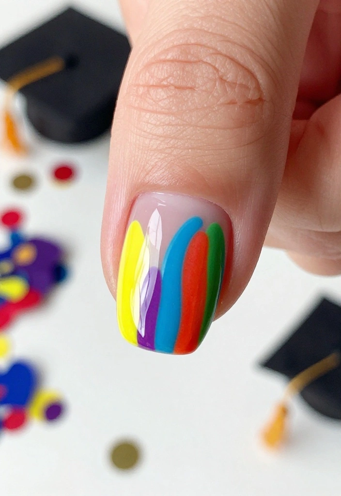 25 Stunning Graduation Nail Ideas That'll Make You the Star of the Ceremony! - 20. Colorful Drip Effect 1