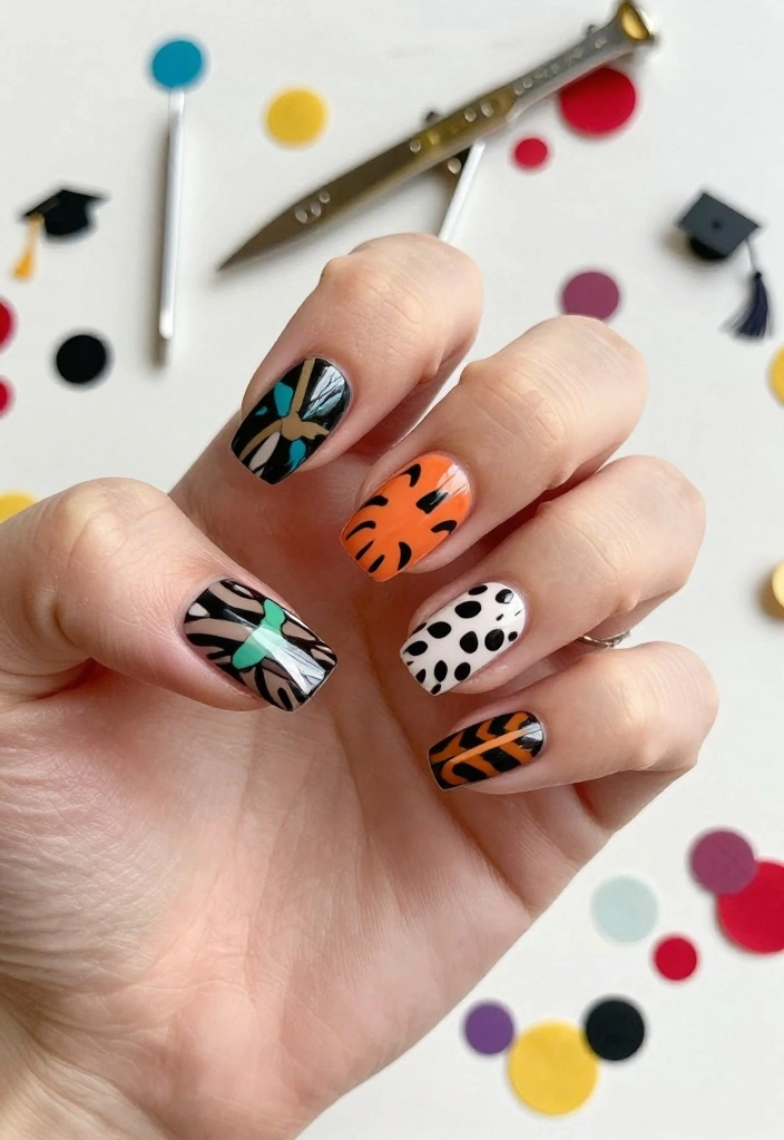 25 Stunning Graduation Nail Ideas That'll Make You the Star of the Ceremony! - 24. Funky Animal Prints 1