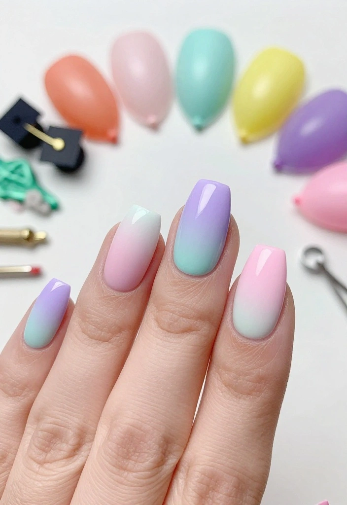 25 Stunning Graduation Nail Ideas That'll Make You the Star of the Ceremony! - 3. Pastel Ombre Delight 1