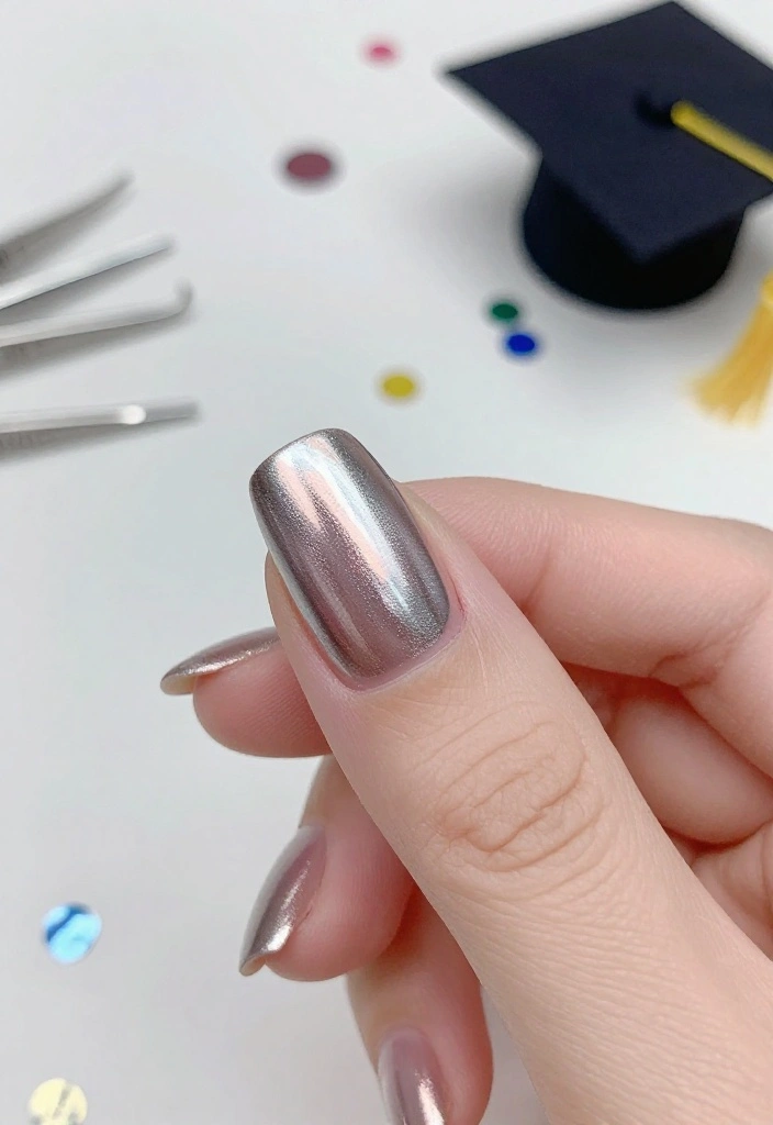 25 Stunning Graduation Nail Ideas That'll Make You the Star of the Ceremony! - 5. Metallic Marvels 1