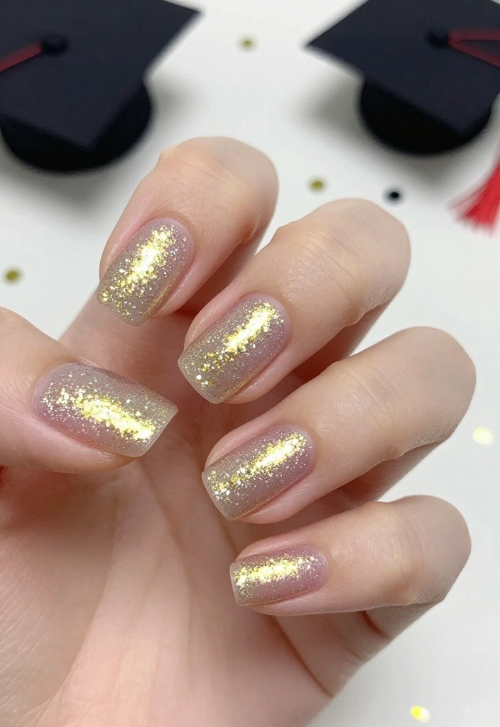 25 Stunning Graduation Nail Ideas That'll Make You the Star of the Ceremony! - 6. Glitter Gradation 1