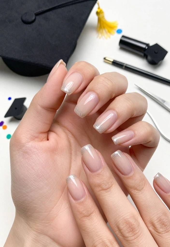 25 Stunning Graduation Nail Ideas That'll Make You the Star of the Ceremony! - 8. Subtle Glitter Fade 1