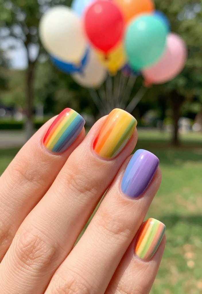 25 Stunning Summer Nail Ideas That'll Make You Want to Show Off Your Hands! 25 Stunning Summer Nail Ideas That'll Make You Want to Show Off Your Hands! - 12. Rainbow Connection 1