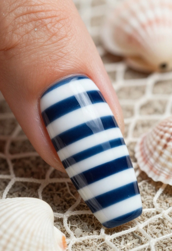 25 Stunning Summer Nail Ideas That'll Make You Want to Show Off Your Hands! 25 Stunning Summer Nail Ideas That'll Make You Want to Show Off Your Hands! - 17. Nautical Stripes 1