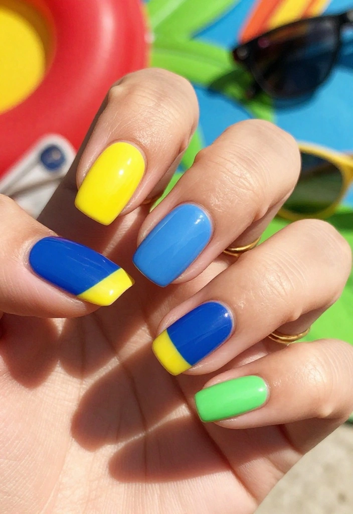 25 Stunning Summer Nail Ideas That'll Make You Want to Show Off Your Hands! 25 Stunning Summer Nail Ideas That'll Make You Want to Show Off Your Hands! - 18. Color Block Fun 1