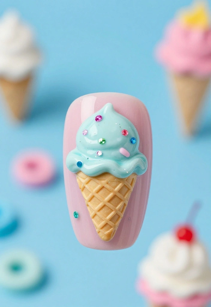 25 Stunning Summer Nail Ideas That'll Make You Want to Show Off Your Hands! 25 Stunning Summer Nail Ideas That'll Make You Want to Show Off Your Hands! - 19. Ice Cream Dreams 1