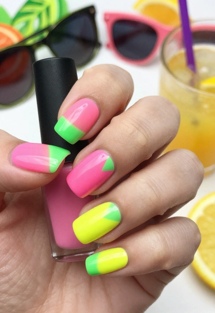 25 Stunning Summer Nail Ideas That'll Make You Want to Show Off Your Hands! 25 Stunning Summer Nail Ideas That'll Make You Want to Show Off Your Hands! - 2. Neon Fragments 1