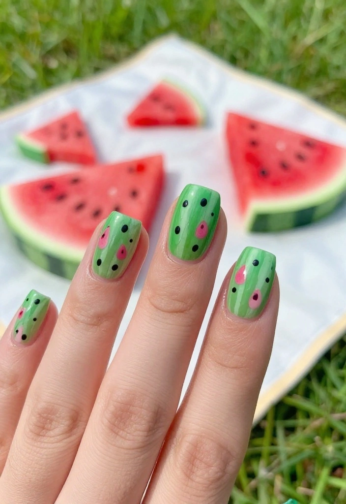 25 Stunning Summer Nail Ideas That'll Make You Want to Show Off Your Hands! 25 Stunning Summer Nail Ideas That'll Make You Want to Show Off Your Hands! - 3. Watermelon Slice Delight 1
