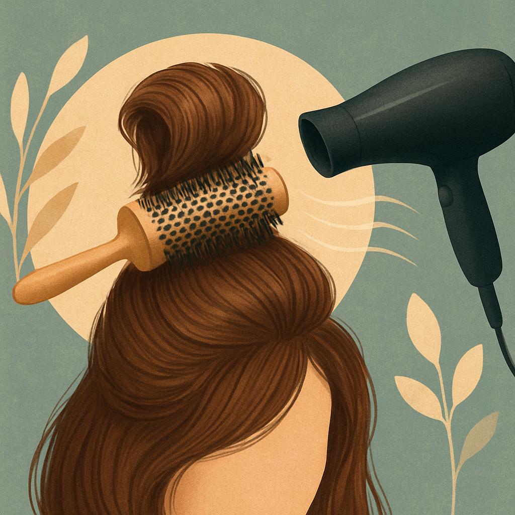 Create Volume at the Crown Using a Round Brush and Blow Dryer