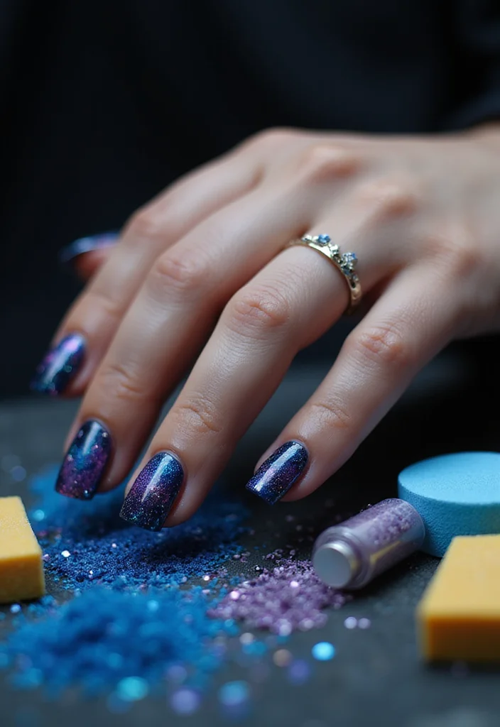 15 Creative Gothic Nail Art Inspirations to Transform Your Look This Season! 15 Creative Gothic Nail Art Inspirations to Transform Your Look This Season! - 7. Mysterious Galaxy Nails 1