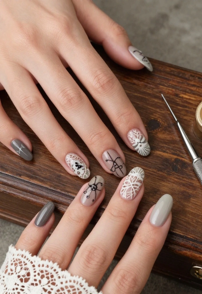 15 Creative Gothic Nail Art Inspirations to Transform Your Look This Season! 15 Creative Gothic Nail Art Inspirations to Transform Your Look This Season! - 8. Vintage Elegance 1