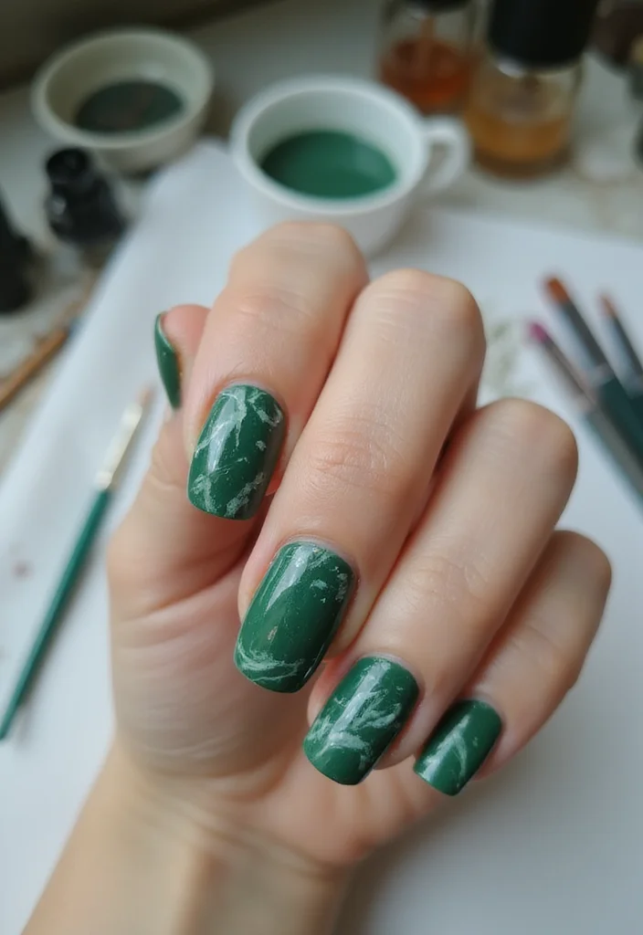15 Eye-Catching Green Marble Nail Designs You Need to Try Right Now! 15 Eye-Catching Green Marble Nail Designs You Need to Try Right Now! - 1. Classic Green Marble Elegance 1