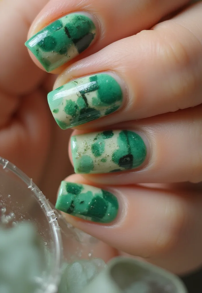 15 Eye-Catching Green Marble Nail Designs You Need to Try Right Now! 15 Eye-Catching Green Marble Nail Designs You Need to Try Right Now! - 10. Abstract Artistry 1