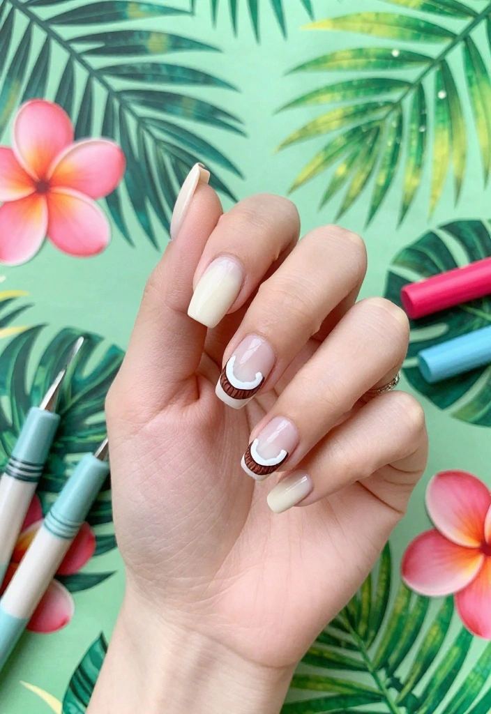 17 Tropical Nail Ideas That'll Transport You to Paradise (Number #9 Is a Must-See!) 17 Tropical Nail Ideas That'll Transport You to Paradise (Number #9 Is a Must-See!) - 10. Coconut Dreams 1