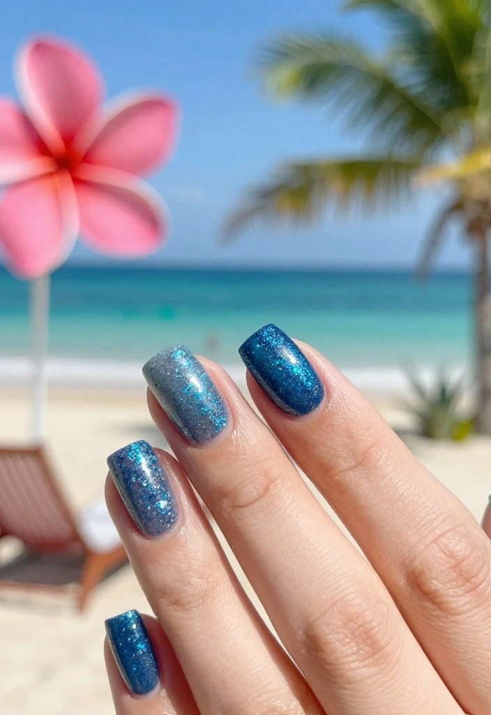 17 Tropical Nail Ideas That'll Transport You to Paradise (Number #9 Is a Must-See!) 17 Tropical Nail Ideas That'll Transport You to Paradise (Number #9 Is a Must-See!) - 14. Under the Sea Glitter 1