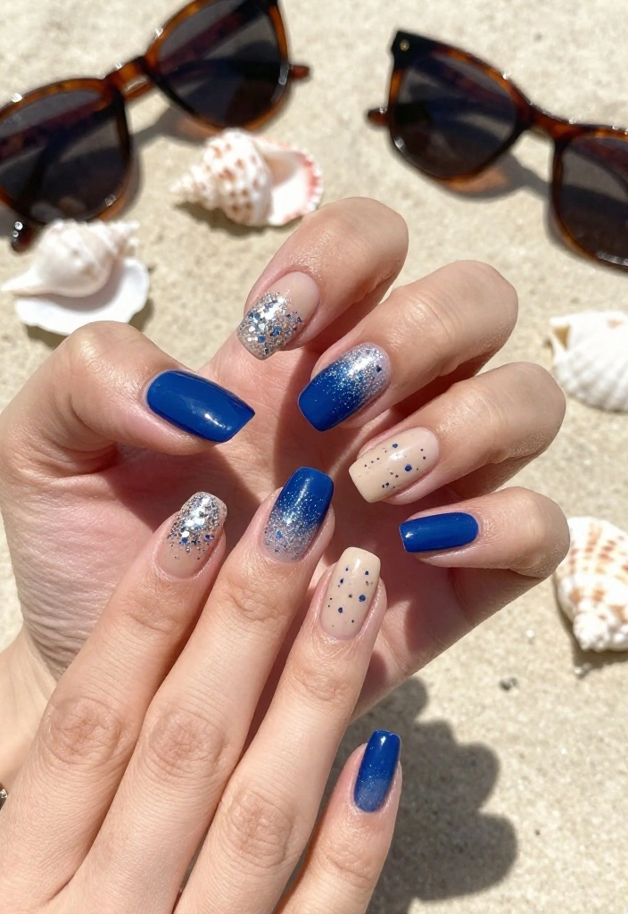 17 Tropical Nail Ideas That'll Transport You to Paradise (Number #9 Is a Must-See!) 17 Tropical Nail Ideas That'll Transport You to Paradise (Number #9 Is a Must-See!) - 5. Beachy Glitter Accents 1