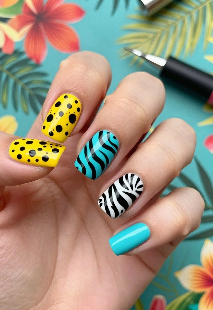 17 Tropical Nail Ideas That'll Transport You to Paradise (Number #9 Is a Must-See!) 17 Tropical Nail Ideas That'll Transport You to Paradise (Number #9 Is a Must-See!) - 6. Exotic Animal Print 1