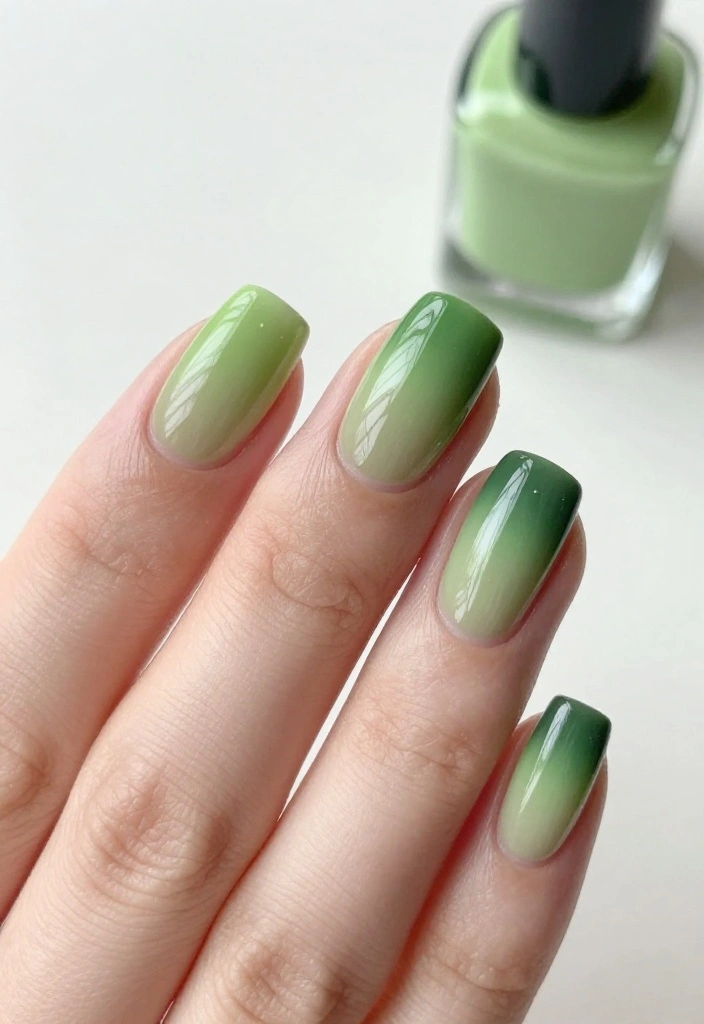 18 Bold Matcha Green Nail Ideas That Will Turn Heads Everywhere You Go! - 1. Bold Ombre Matcha Nails 1