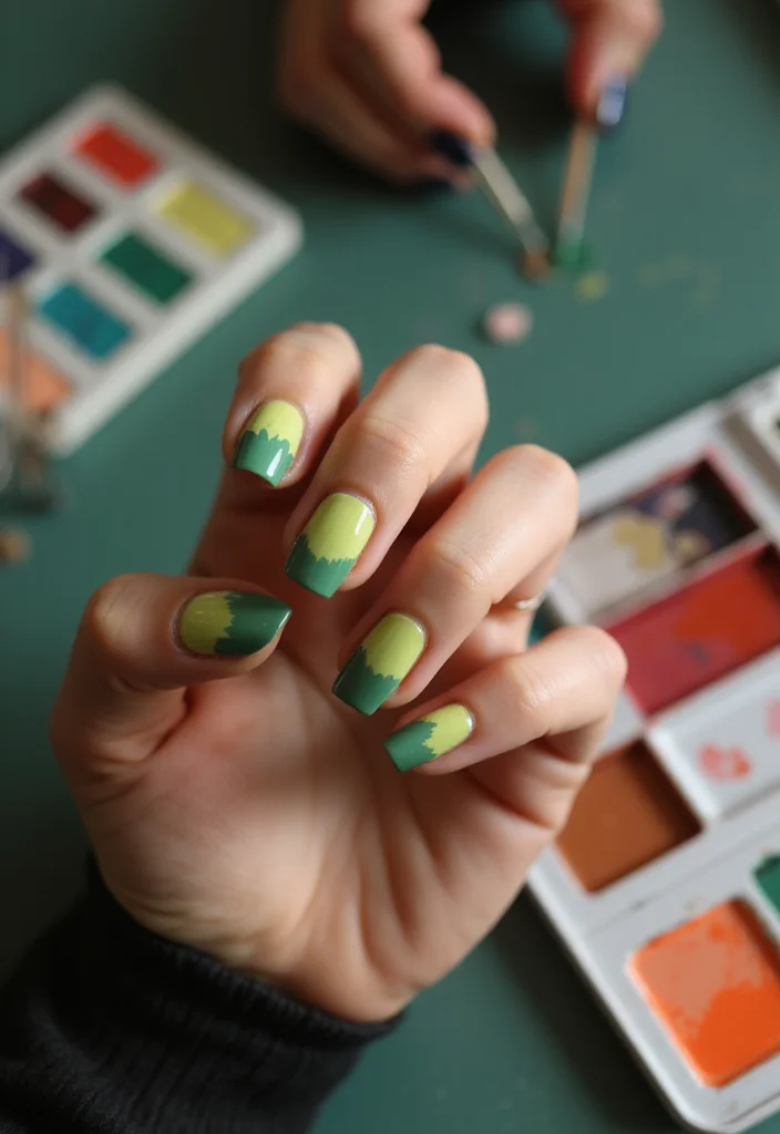 18 Bold Matcha Green Nail Ideas That Will Turn Heads Everywhere You Go! - 15. Matcha and Color Block Nails 1